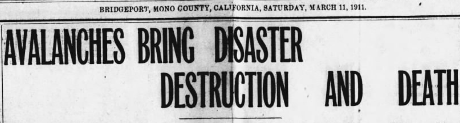 Mono Lake Mono County ghost town Bodie Lee Vining Leevining history historical newspaper avalanche